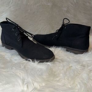 Perry Ellis Men's High Top Canvas Shoe Black Lace Up Size 10.5 Preppy Office